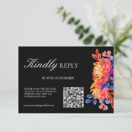 Cartão RSVP Luxurious Classy Elegant Watercolor Flowers weddin