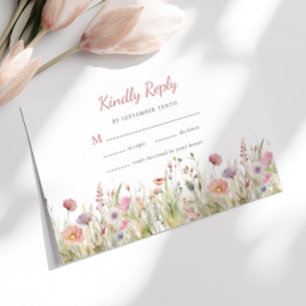 Cartão RSVP Luxury Dusty Rosa Selvagem Branca Responde Casamen