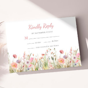 Cartão RSVP Luxury Dusty Rosa Selvagem Branca Responde Casamen