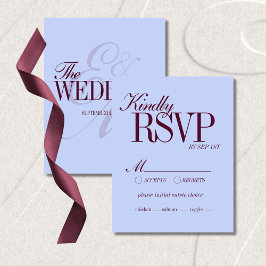 Cartão RSVP Luxury Periwinkle and Plum Formal Wedding Details
