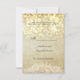 Cartão RSVP Luzes brilhantes Burlap & Lace Country Chic