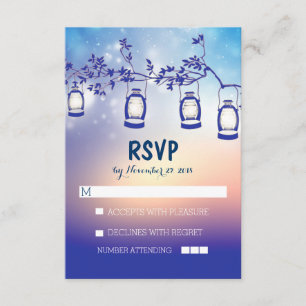 Cartão RSVP luzes da noite russa - lanternas cartas de casamen