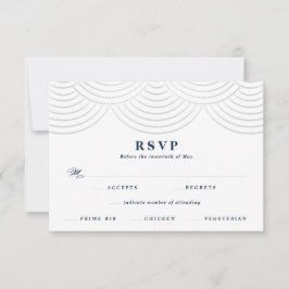 Cartão RSVP Luzes de Corda Art Déco da Marinha Casamento