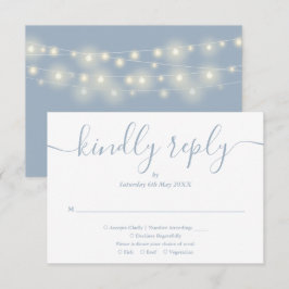 Cartão RSVP Luzes de Corda Azul Poeirento Letra Escolha da Ref