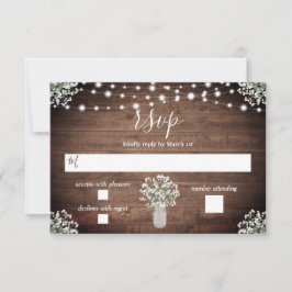 Cartão RSVP Luzes de Cordas Russas Florais Mason Jar Bebês Res