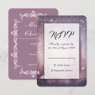 Cartão RSVP Luzes de Fadas de Lavanda Mágicas para Casamento
