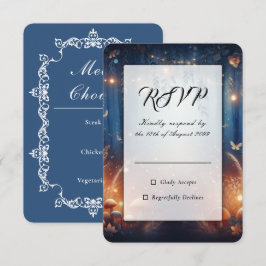 Cartão RSVP Luzes de Fadas e a Magia da Floresta ao Luar