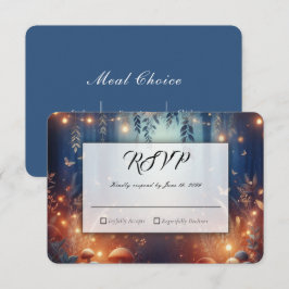 Cartão RSVP Luzes de Fadas e a Magia da Floresta ao Luar