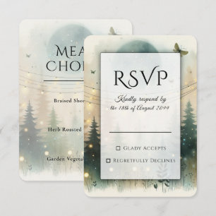 Cartão RSVP Luzes de Fadas para Casamento na Floresta de Pinhe