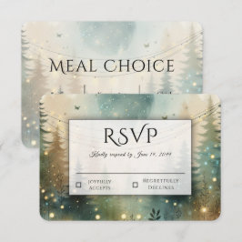 Cartão RSVP Luzes de Fadas para Casamento na Floresta de Pinhe