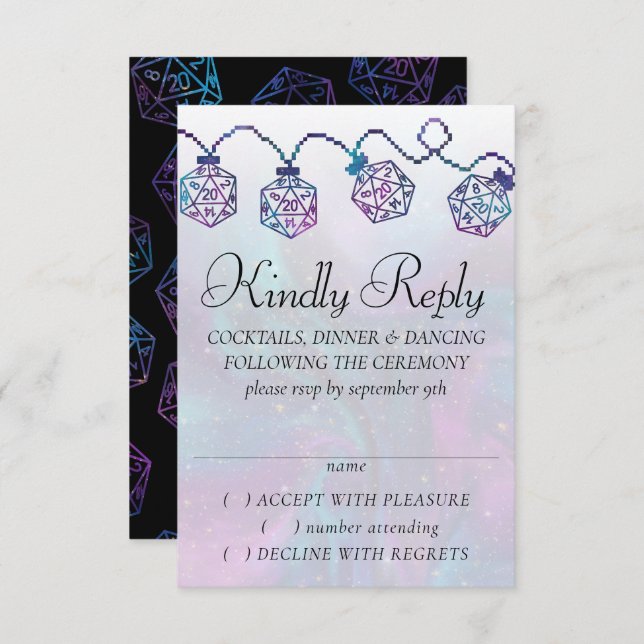 Cartão RSVP Luzes RPG | Nebula Fantasy Tabletop Gamer Dice (Frente/Verso)