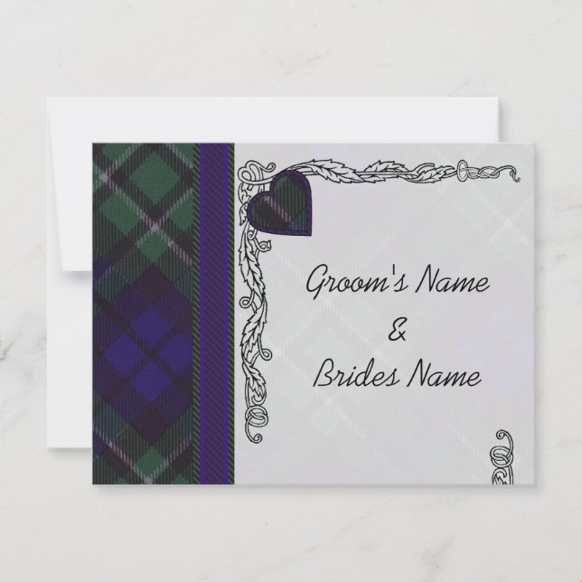 Cartão RSVP MacCallum Scottish Tartan Heart Design (Frente)