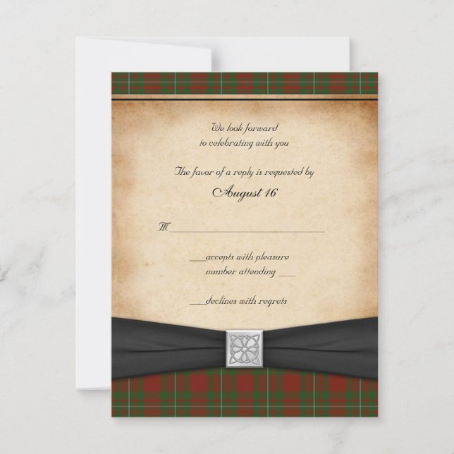 Cartão RSVP MacGregor do Cardney Wedding Reply Card (Frente)