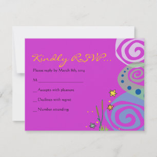 Cartão RSVP MÃE NATUREZA SWIRL Bat Bar Mitzvah Placa de Respos