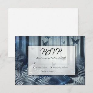 Cartão RSVP Magia da Meia-Noite e Asas ao Luar Casamento