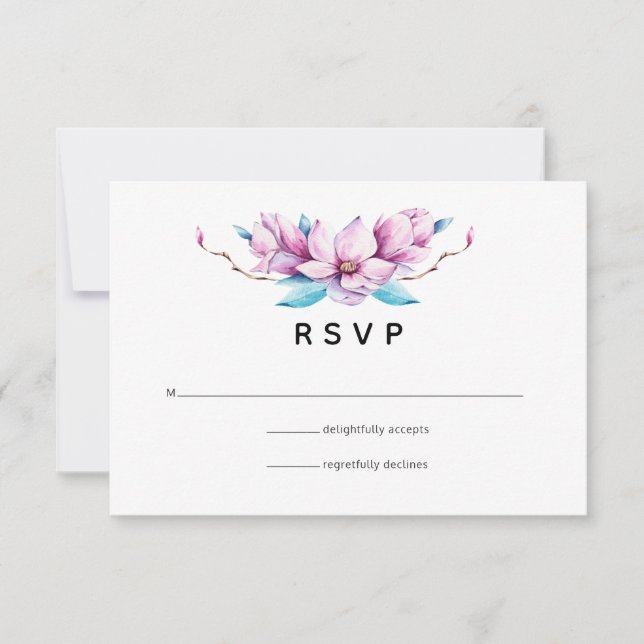 Cartão RSVP Magnolia Floral Wedding (Frente)