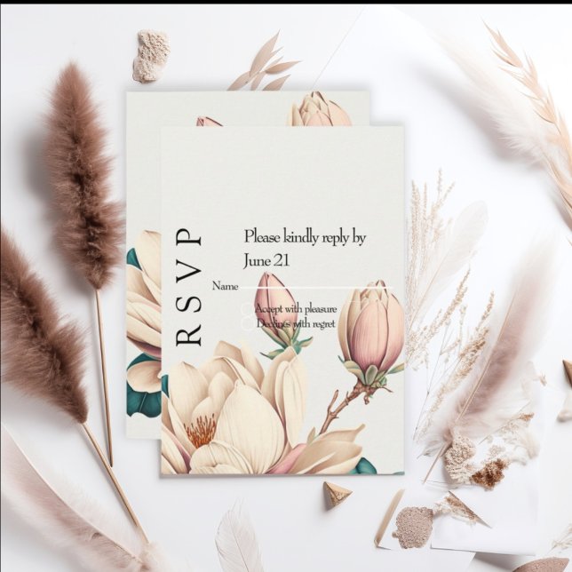 Cartão RSVP Magnólia rosa  (Criador carregado)