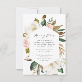 Cartão RSVP Magnolias de Aquarela | Placa de Recepção de casam