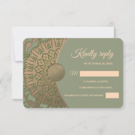 Cartão RSVP Mandala Clássica Elegante do Sábio Moderno Verde e