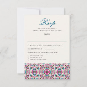 Cartão RSVP Mandala Geométrico de Renda Marroquina Casamento