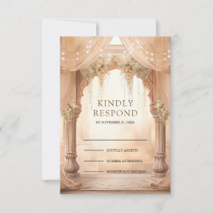 Cartão RSVP Mandalap Floral Indiano Sonhador Casamento Hindu