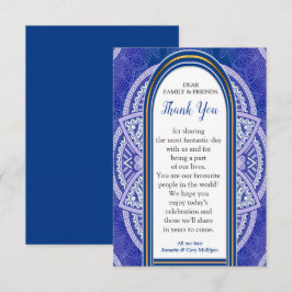 Cartão RSVP Mandalas em azul-neerlandês misto Obrigado
