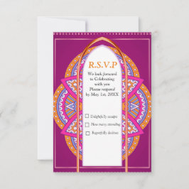 Cartão RSVP Mandalas em Cerise Pinks & machucando padrões repe
