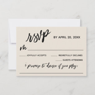Cartão RSVP Manuscrito Casual com Creme de Casamento de Pedido