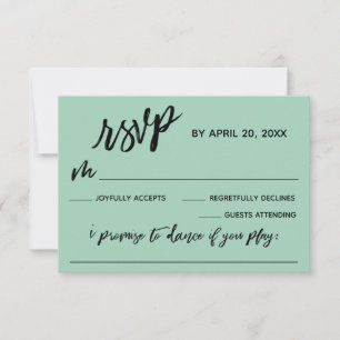 Cartão RSVP Manuscrito Casual com Solicitação de Música Verde