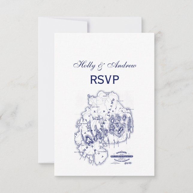 Cartão RSVP Mapa de MN da Ilha do Deserto do Monte Estilizado  (Frente)