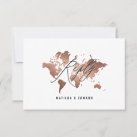 Mapa do mundo do rosa metálico para o casamento R.