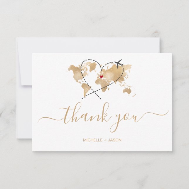 Cartão RSVP Mapa Mundial do Passaporte de Destino de Casamento (Frente)