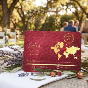 Cartão RSVP Mapa Personalizado da Jornada do Amor Casamento