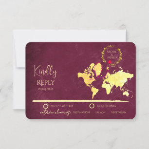 Cartão RSVP Mapa Personalizado da Jornada do Amor Casamento