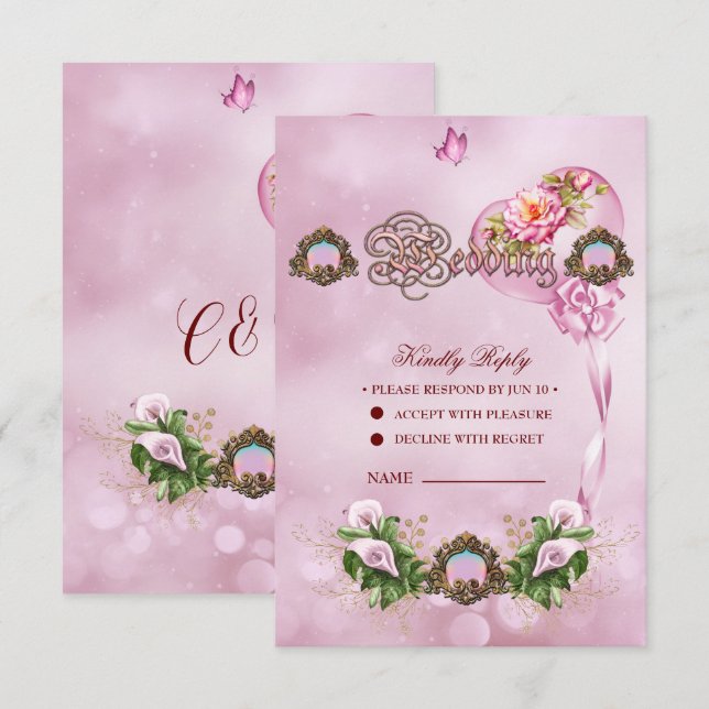 Cartão RSVP Maravilhosa Callas Lily rosa (Frente/Verso)