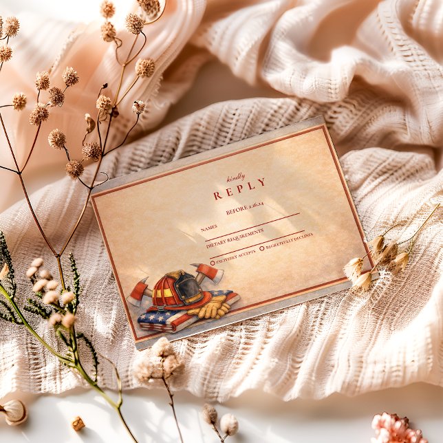 Cartão RSVP Marco de Carreira de Bombeiro (Criador carregado)