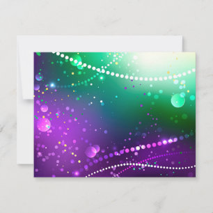 Cartão RSVP Mardi Gras Festivo Purple Background