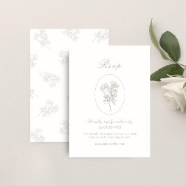 Cartão RSVP Marfim e Areia | Casamento Floral Chic