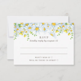 Cartão RSVP Margarida. Flores do campo. Casamento floral de ja