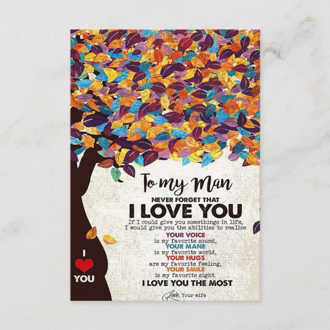 Cartão RSVP Marido Para o Meu Homem Eu Amo Marido (Frente)