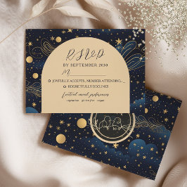 Cartão RSVP Marinha Celeste Bodas de Ouro