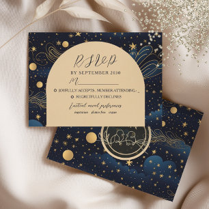 Cartão RSVP Marinha Celeste Bodas de Ouro