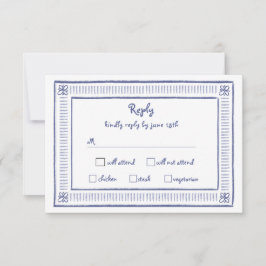 Cartão RSVP Marinho Azul Playful Casamento Desenhado à Mão