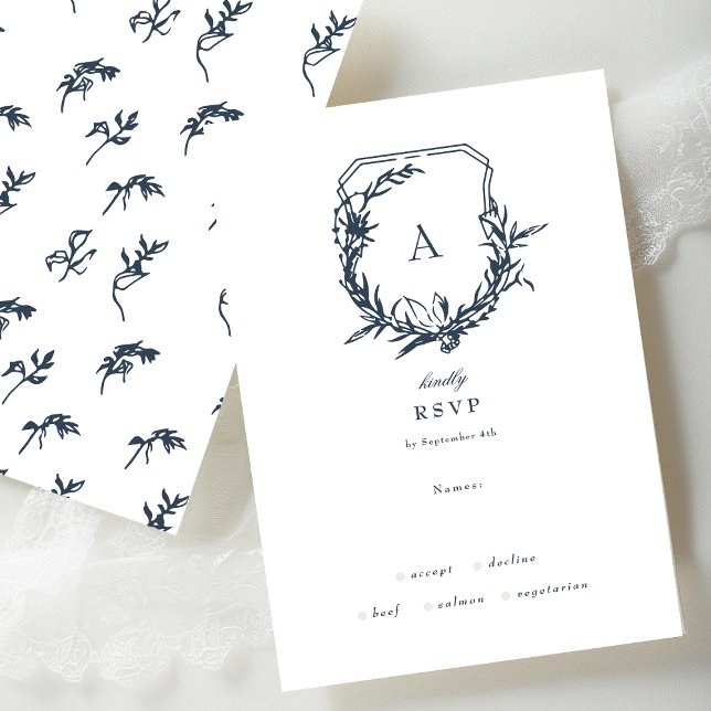 Cartão RSVP Marinho Azul Rosa poeirento polimerização crista m (Criador carregado)