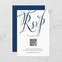 Marinho Blue Rustic Calliografia Código QR Casamen
