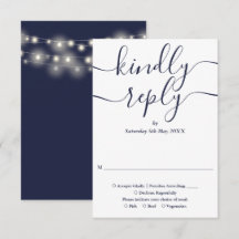 Marinho Blue Script String Luzes Casamento