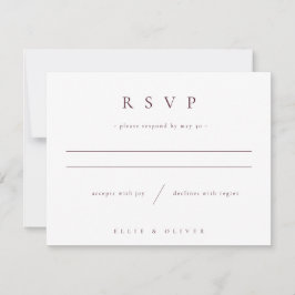 Cartão RSVP Maroon Burgundy Modern Minimal Wedding