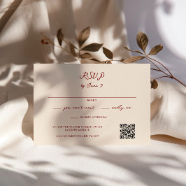 Cartão RSVP Maroon Whimsical Handwrite Wedding