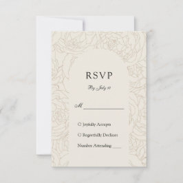Cartão RSVP Marrom beige elegante casamento floral