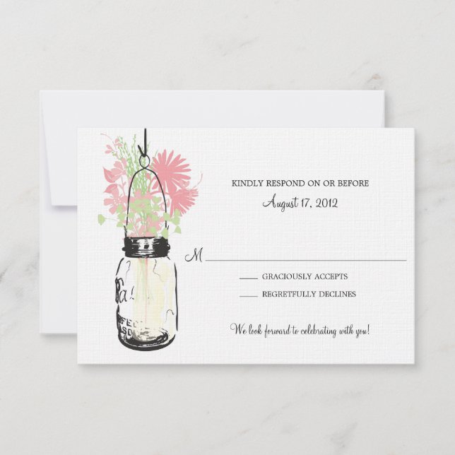 Cartão RSVP Mason Jar & Wildflower (Frente)